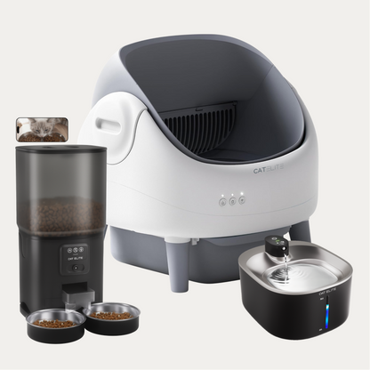 Bundel | Ease Automatische Kattenbak, Sync Dubbele Voerautomaat & Stream Drinkfontein