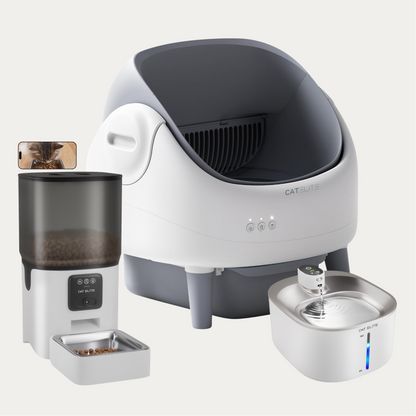 Bundel | Ease Automatische Kattenbak, Sync Enkele Voerautomaat & Stream Drinkfontein